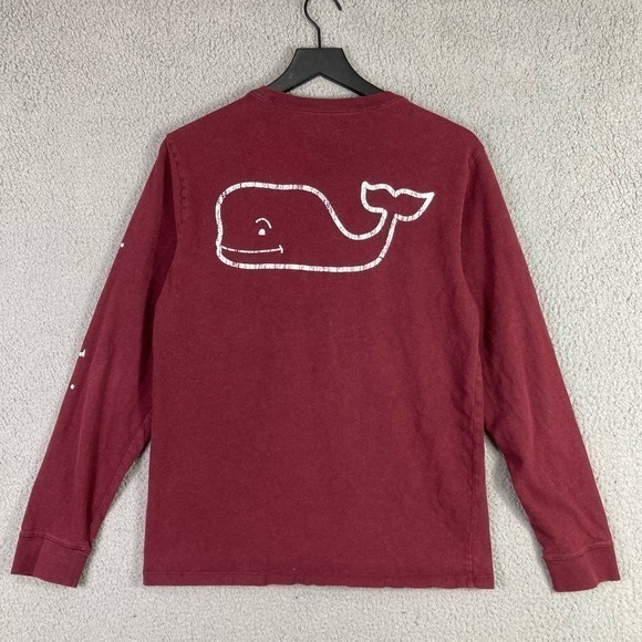 Vineyard Vines Men's Long Sleeve Maroon Red Cotton Crewneck Small Peru Made - Picture 4 of 9